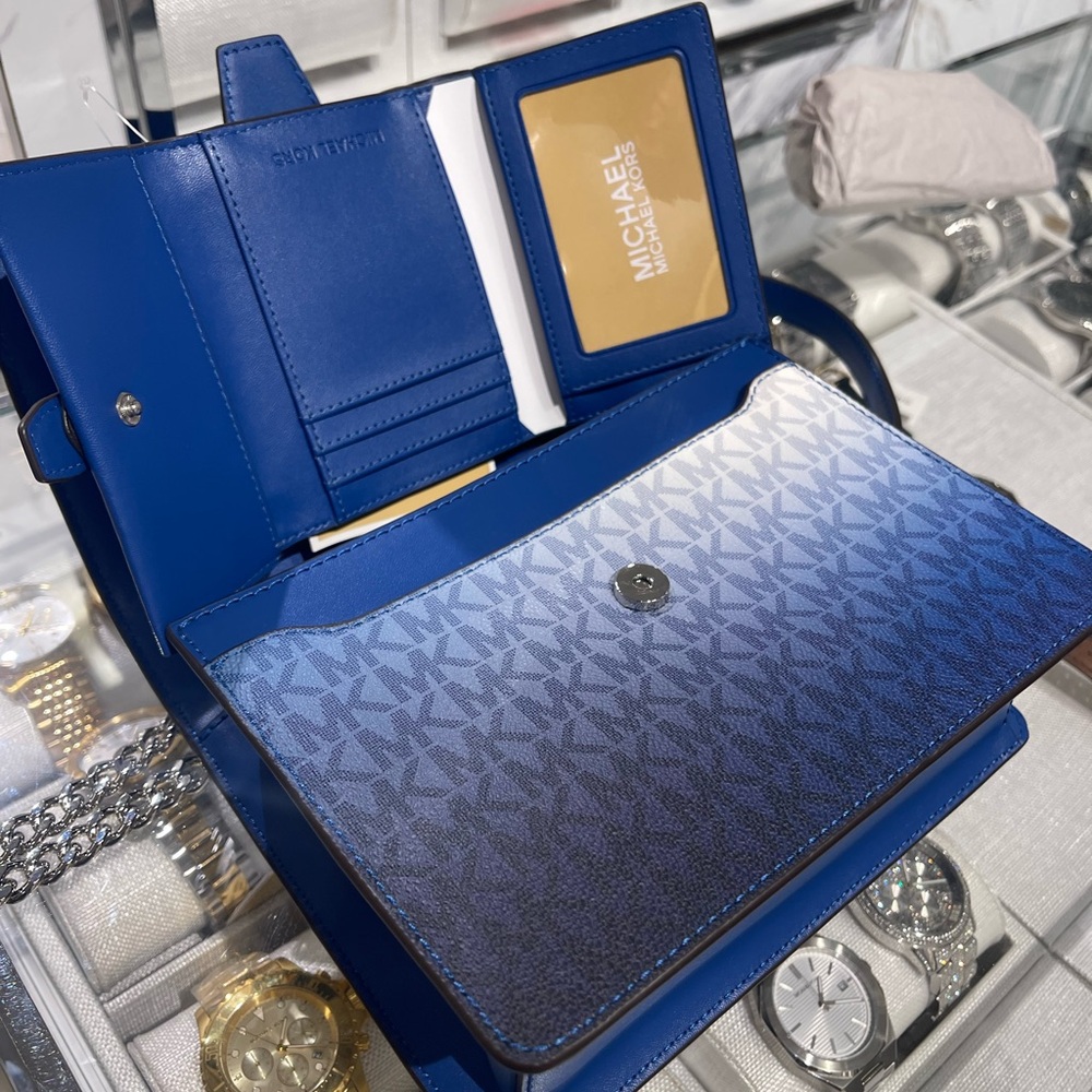 Michael Kors Greenwich Sm Color-Block Logo Flap Crossbody & Md Tri-Fold Wallet - Picture 10 of 16